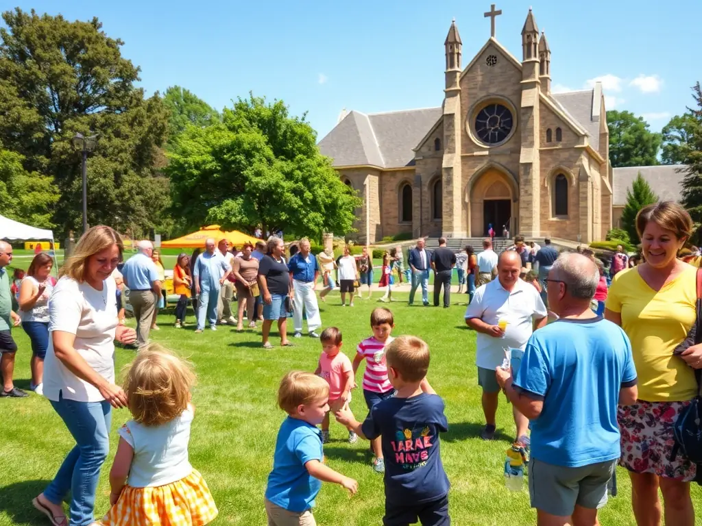 A photograph of a community event held at the Church of Saint Nicolas de Myre, showcasing the association's efforts to promote public access and engagement with the historic site.